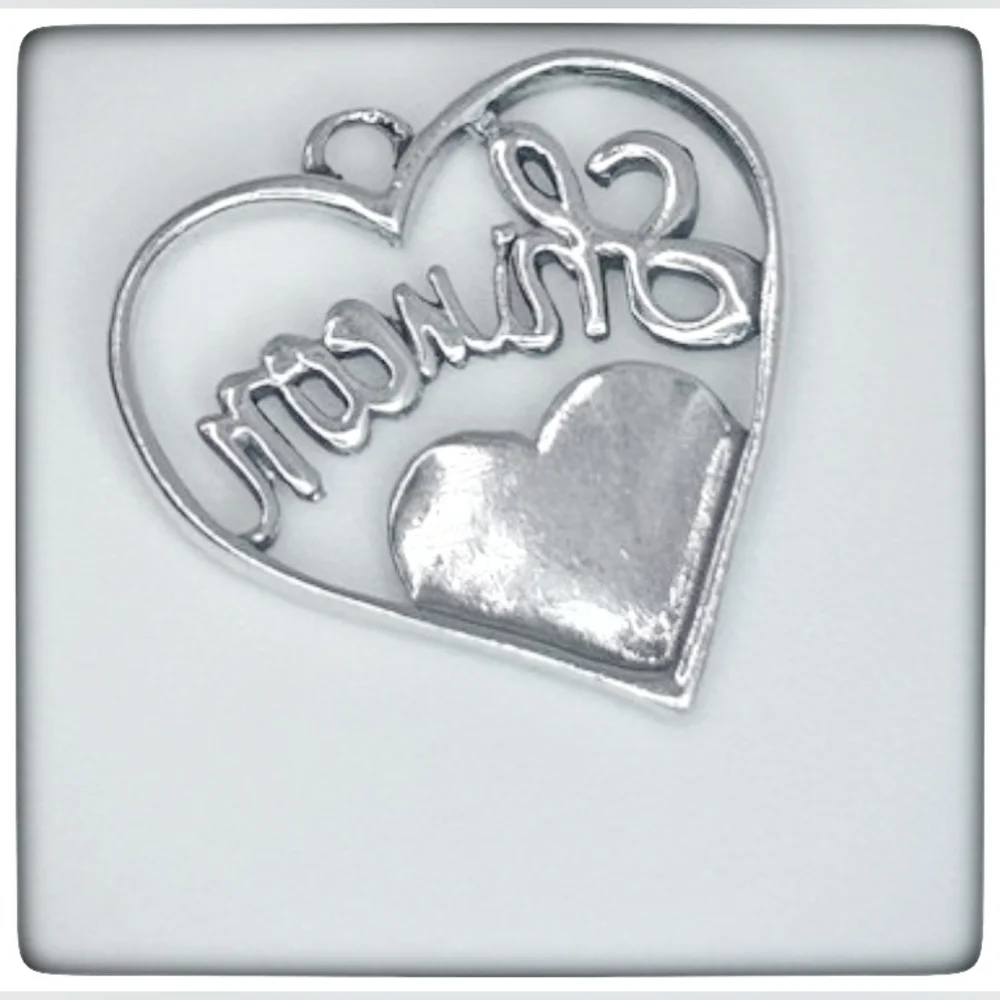 Sterling Silver Heart and Flower Charm with a Name - Picture 3 of 3